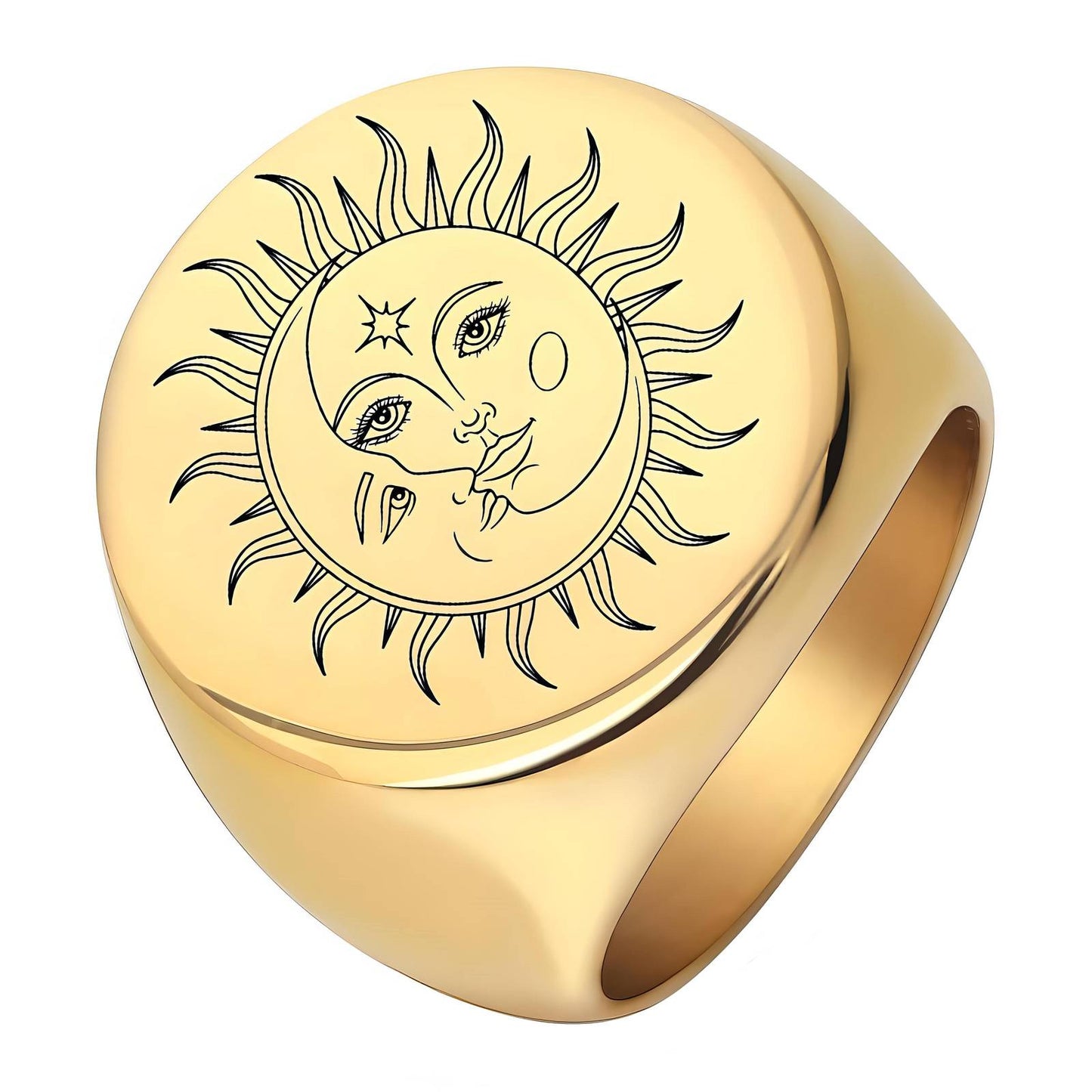 The Sun - 18k Gold Plated Stainless Steel Ring