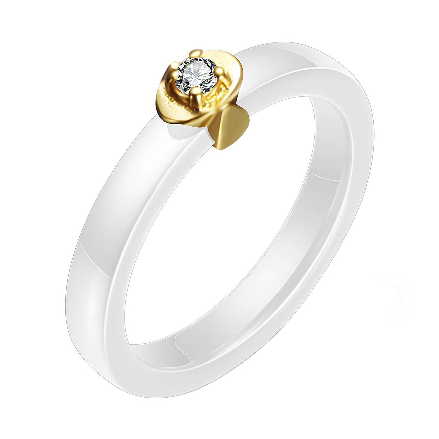 Ceramic - 18K Gold Plated Stainless Steel Ring