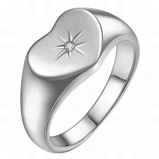 Sparkle Heart - Stainless Steel Ring