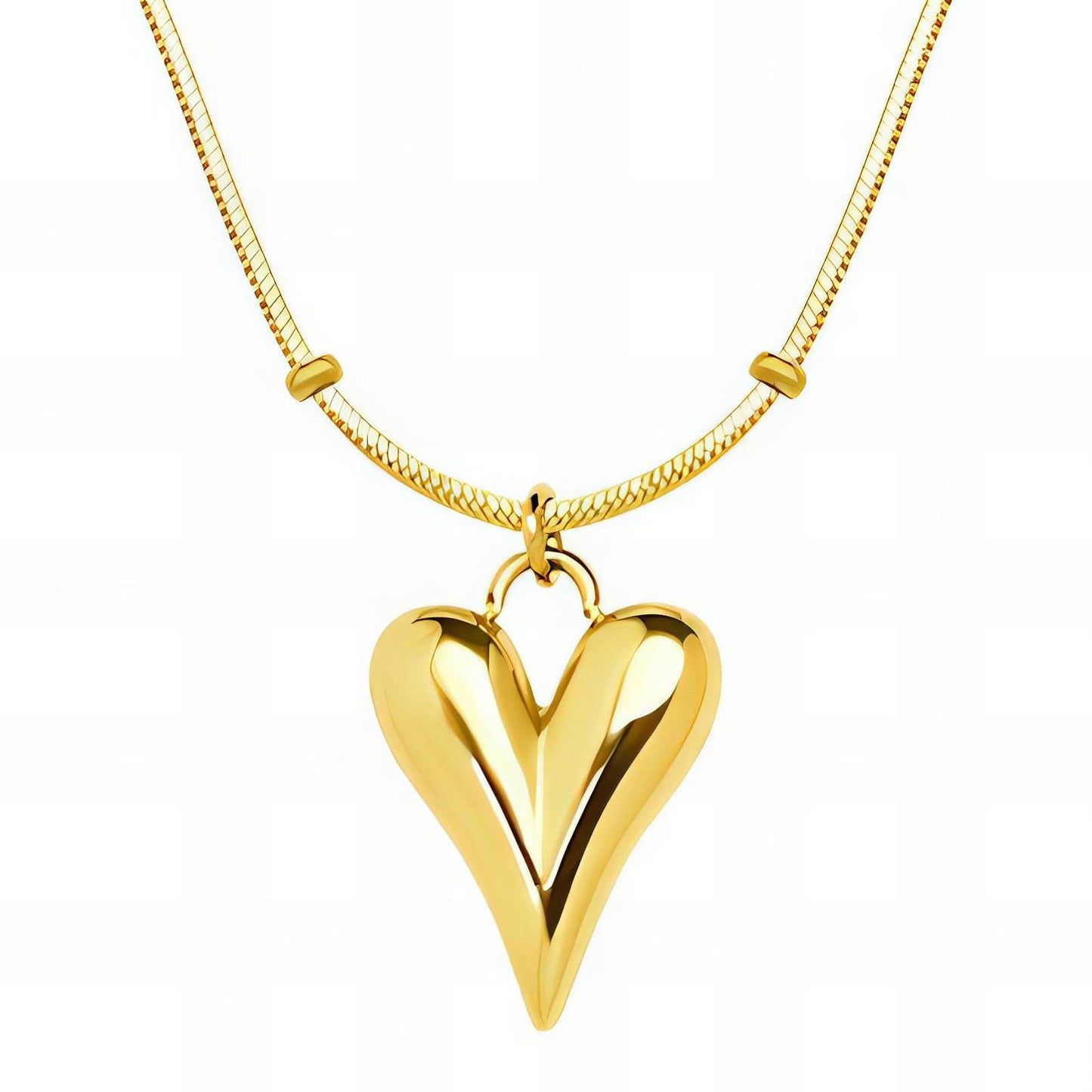 Long Heart - 18K Gold Plated Stainless Steel Necklace