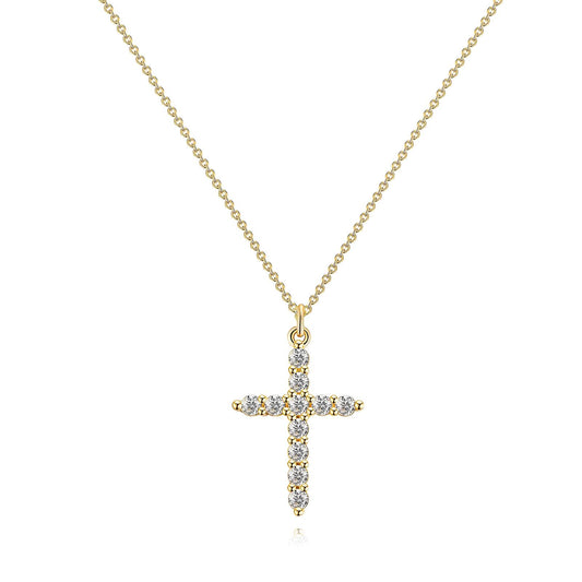 Shiny Cross -18K Golden Plated Stainless Steel Necklace