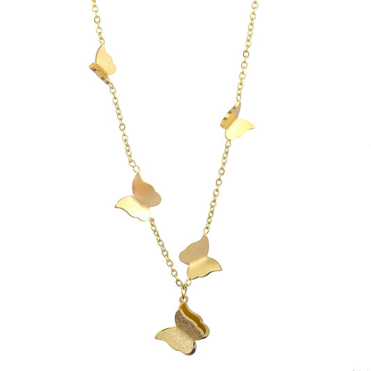 Butterflies- 18K Gold Plated Stainless Steel Necklace