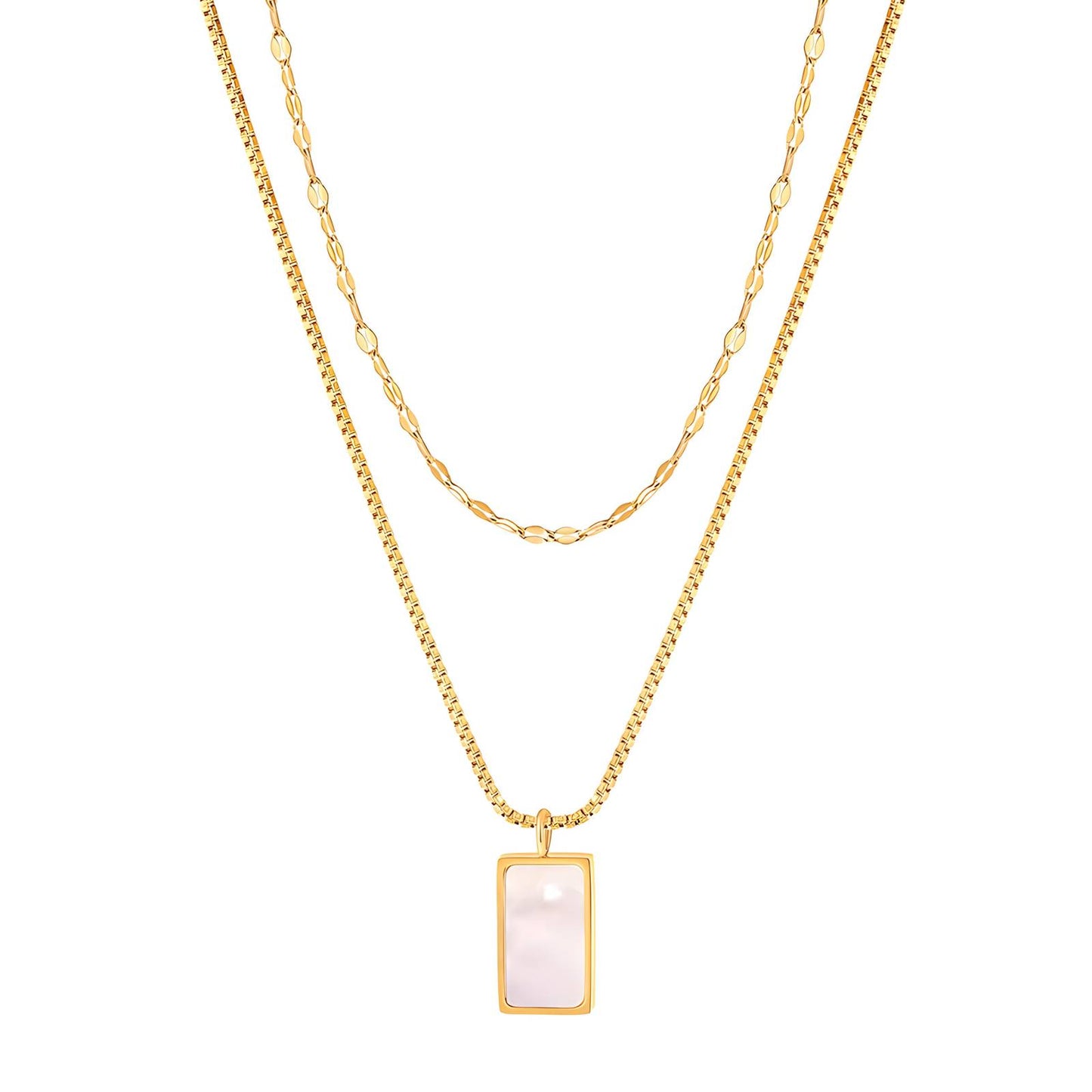 Pink Marmore - 18K Gold Plated Stainless Steel Necklace