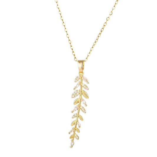 Sparkle Leafs - 18K Gold Plated Stainless Steel Necklace