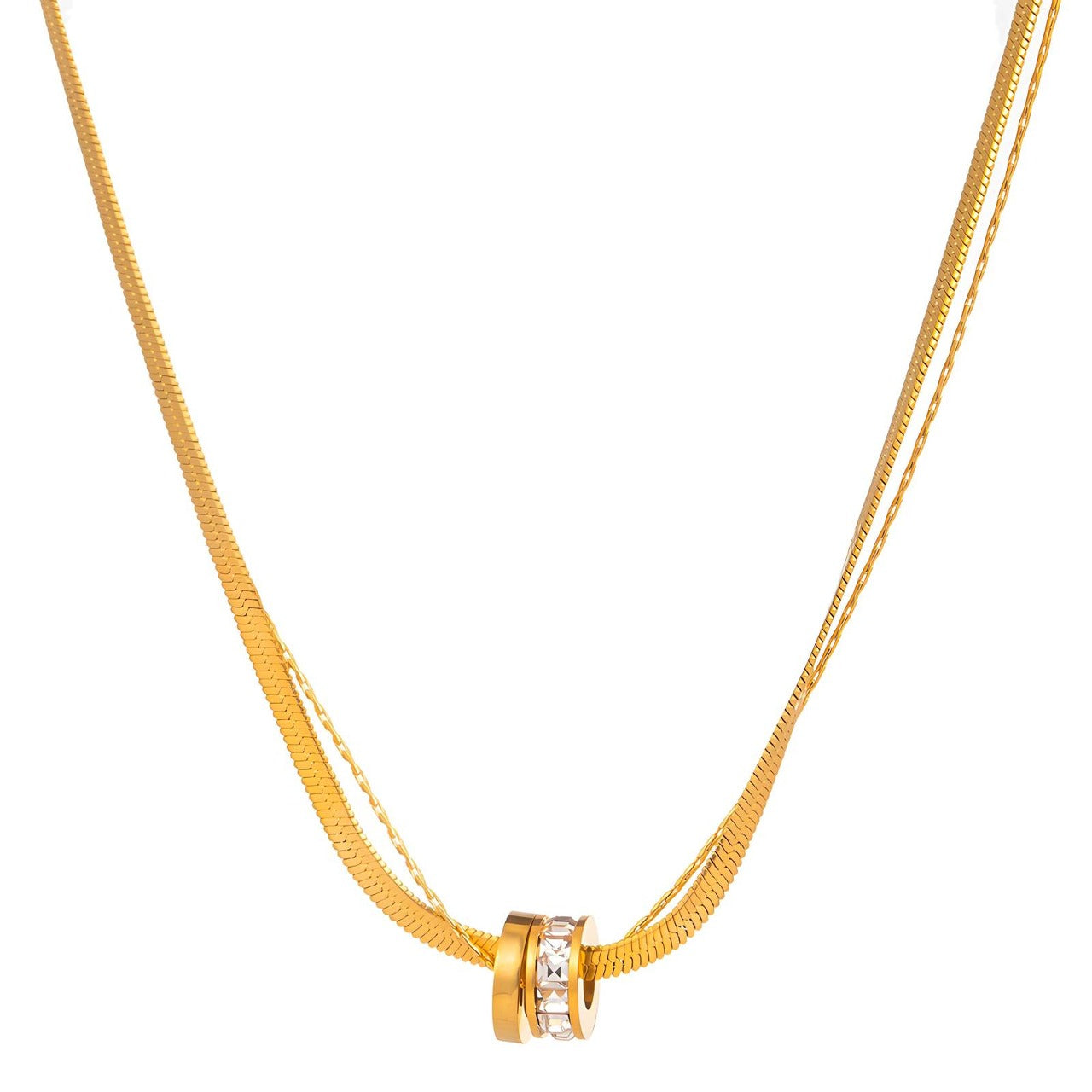 Ring Necklace - 18K Gold Plated Stainless Steel Necklace