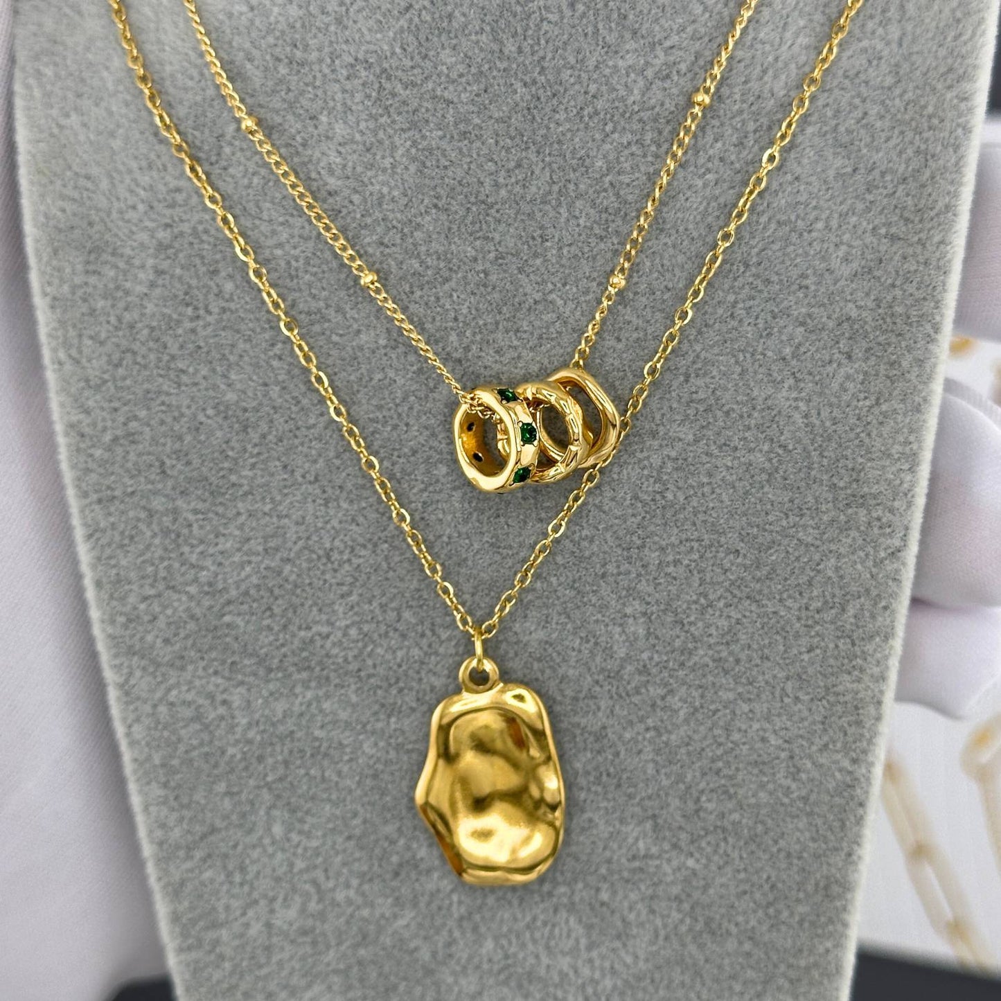 Stone - 18K Gold Plated Stainless Steel Necklace