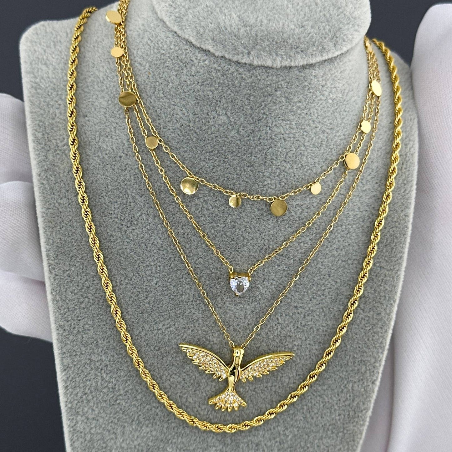 Bird - 18K Gold Plated Stainless Steel Necklace