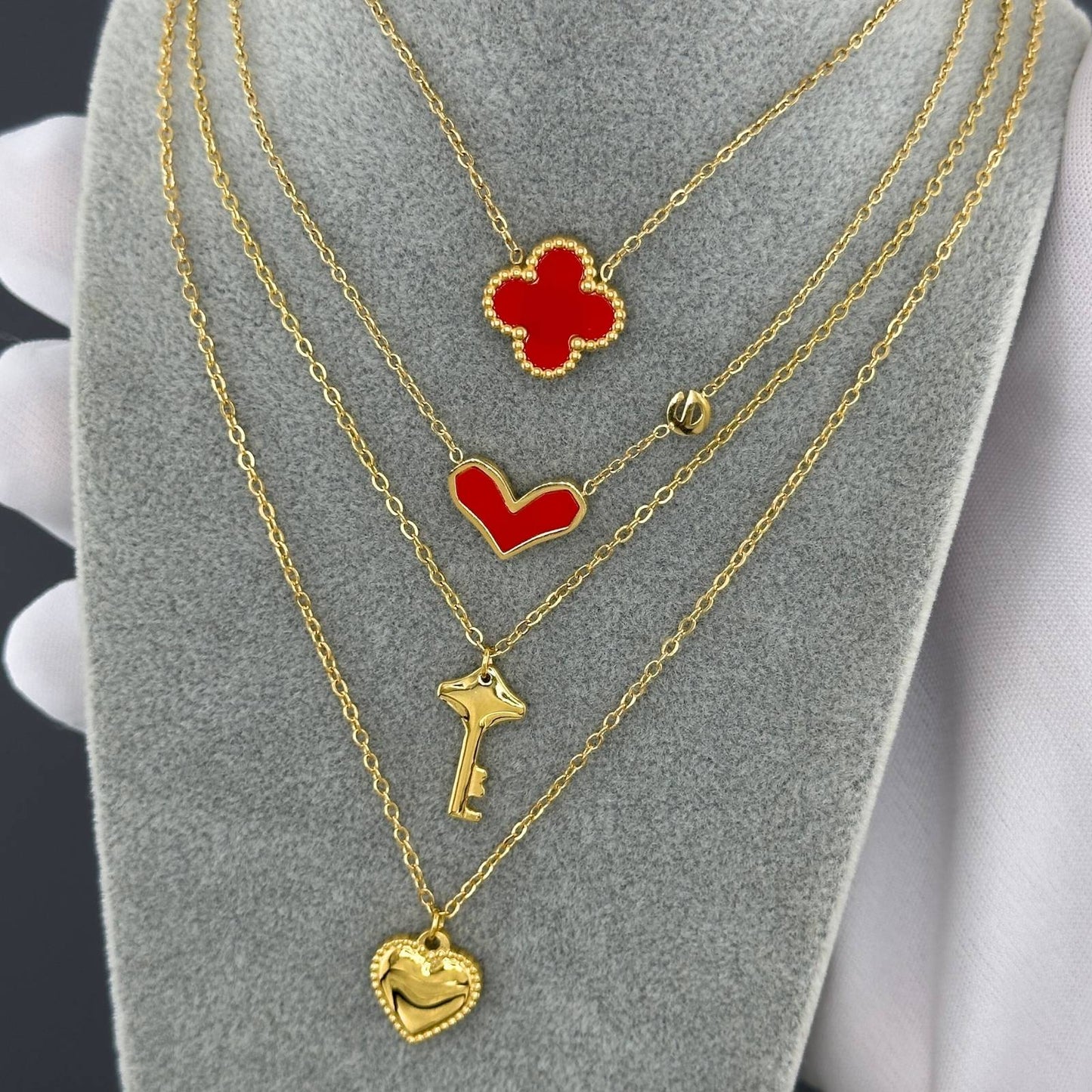 Heart and Key - 18K Gold Plated Stainless Steel Necklace