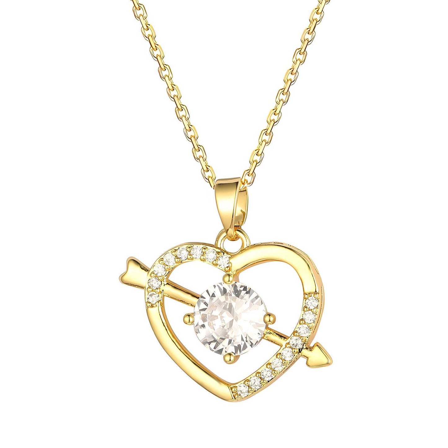 Heart and Arrow - 18K Gold Plated Stainless Steel Necklace