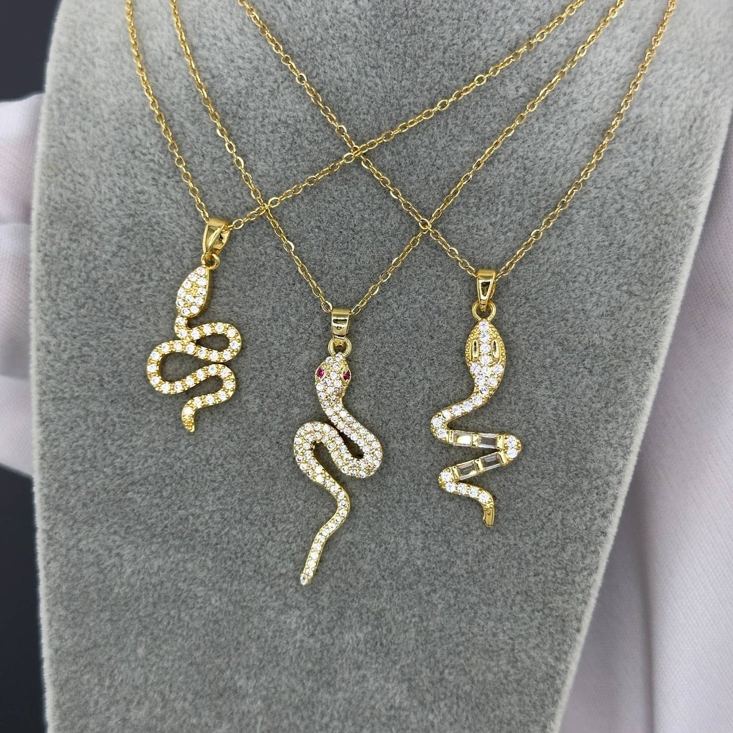 Diamond Snake - 18K Gold Plated Stainless Steel Necklace