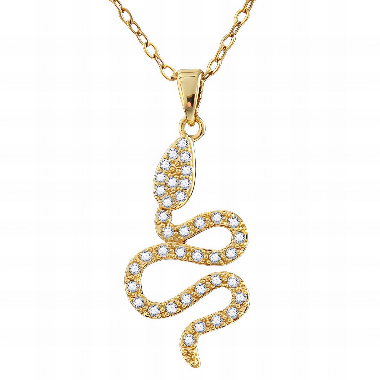 Diamond Snake - 18K Gold Plated Stainless Steel Necklace