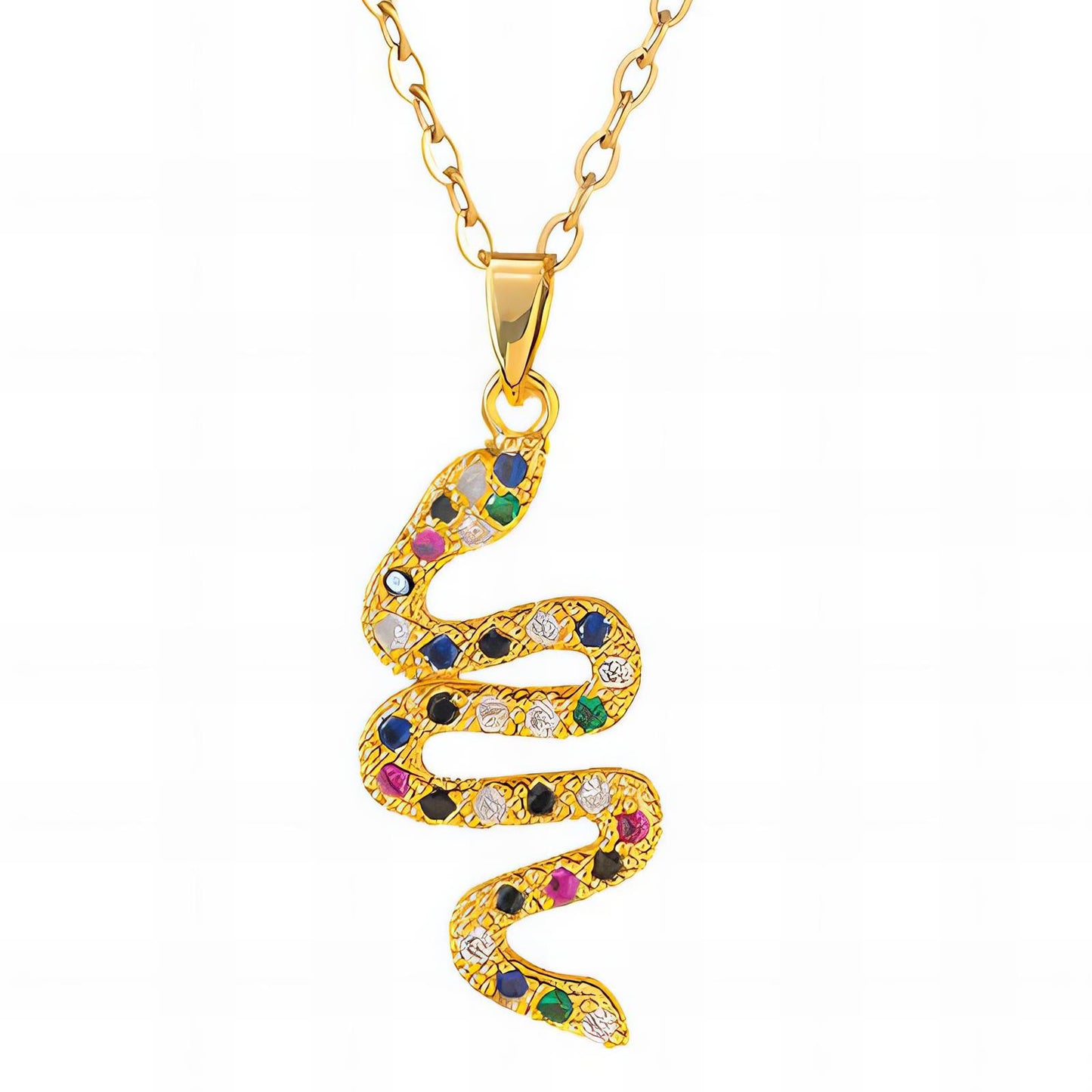 Colored Snake - 18K Gold Plated Stainless Steel Necklace