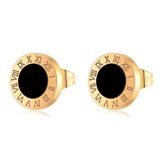 Black Rome - 18K Gold Plated Stainless Steel Earrings