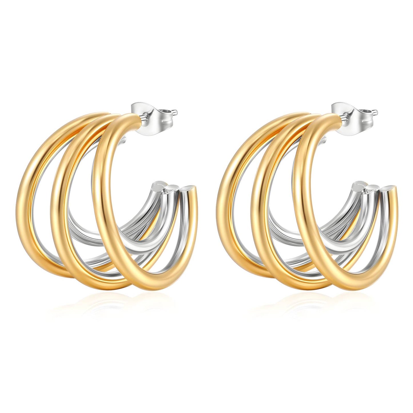 Mixed - 18K Gold Plated Stainless Steel Earrings