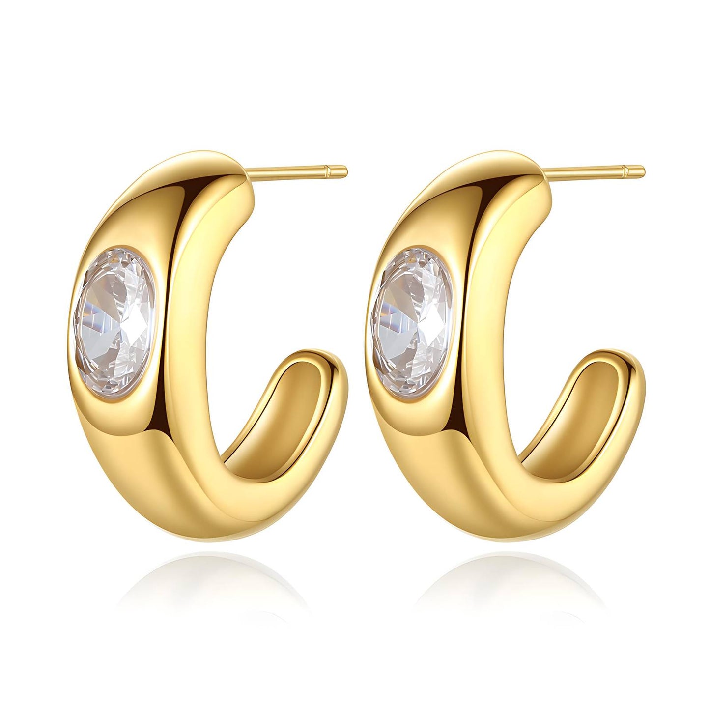 Romance - 18K Gold Plated Stainless Steel Earrings