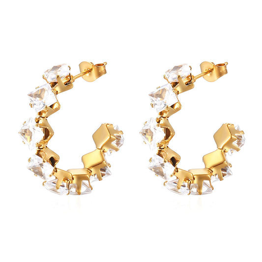 Snow White - 18K Gold Plated Stainless Steel Earrings