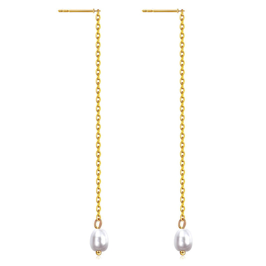 Long Pendant -18K Gold Plated Stainless Steel Earrings