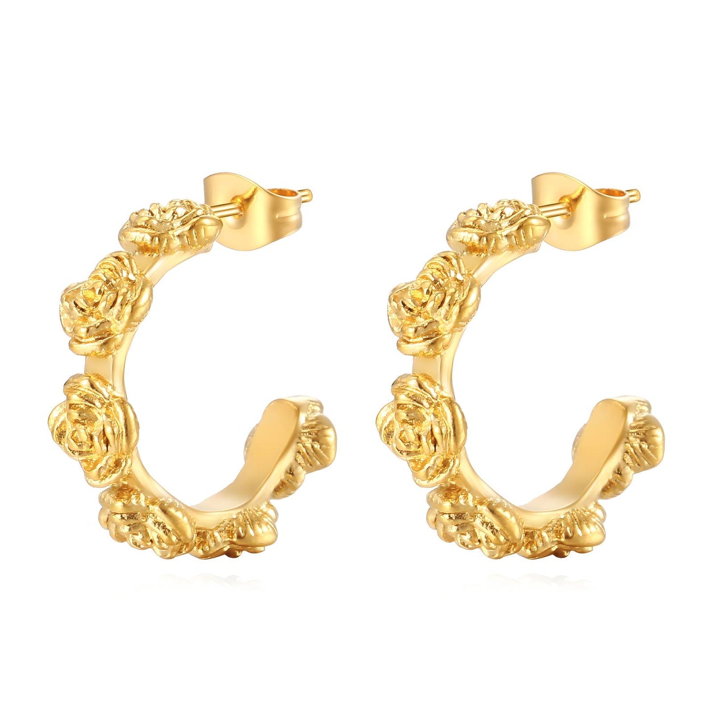 Roses - 18K Gold Plated Stainless Steel Earrings