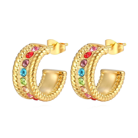 Rainbow - 18K Gold Plated Stainless Steel Earrings