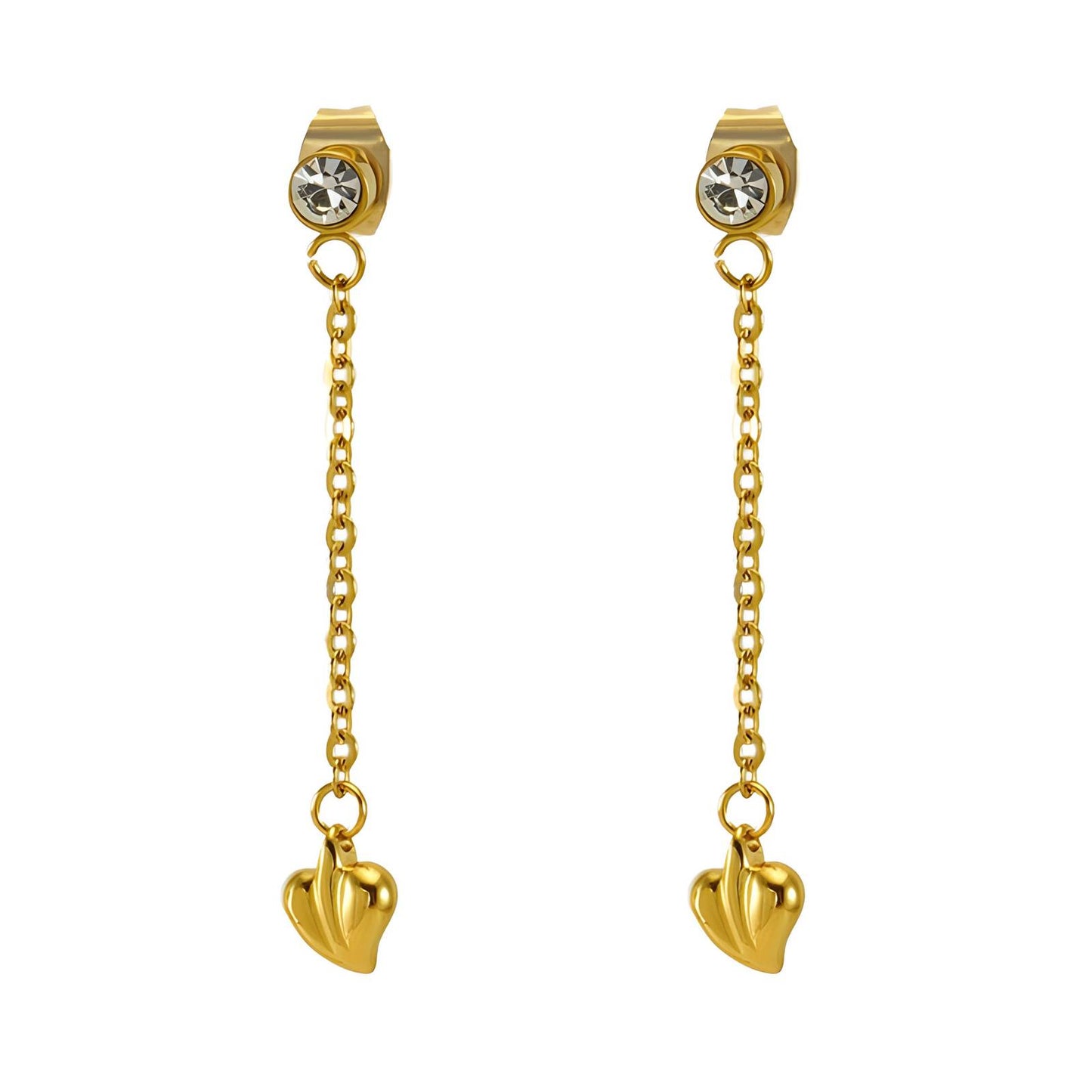 Hearts & Diamonds - 18K Gold Plated Stainless Steel Earrings