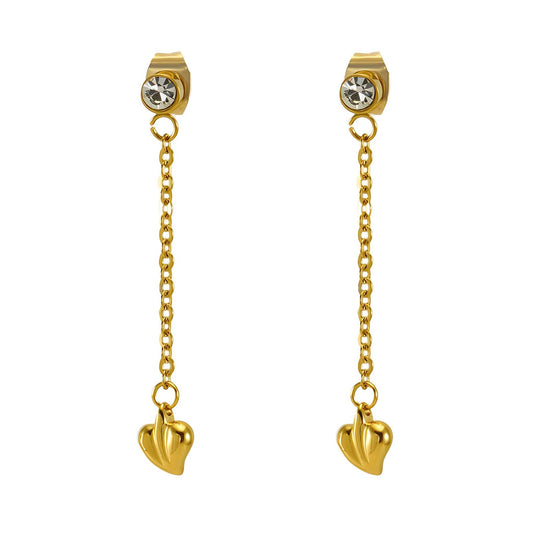 Hearts & Diamonds - 18K Gold Plated Stainless Steel Earrings