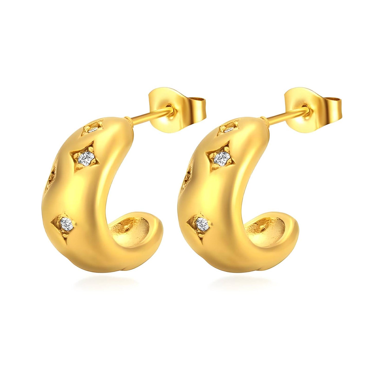 Star Glazing - 18K Gold Plated Stainless Steel Earrings