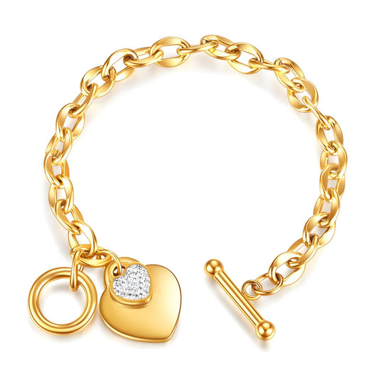 Hearts - 18K Gold Plated Stainless Steel Bracelet